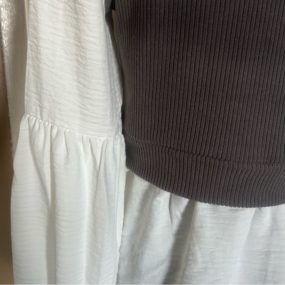 Patrizia Luca Milano Top lagenlook long bell sleeves Grey white size medium - Picture 9 of 15